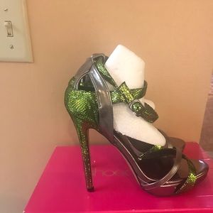 Green and Pewter heeled Sandals